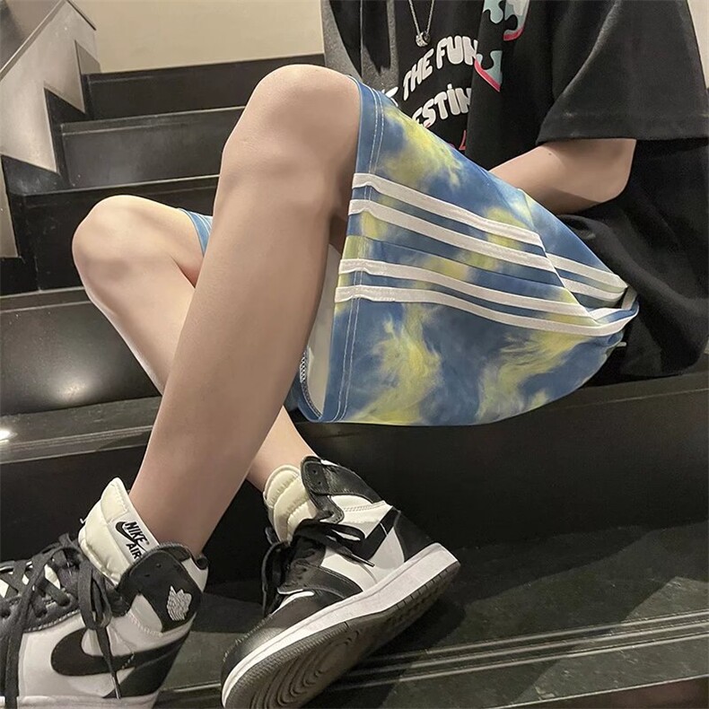 扎染短裤男夏季外穿ins超火5分裤炸街CK43P28,男装休闲裤,星座1116-2