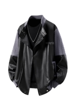 1肩膀针织民族风大码M-5XL面层：PU皮夹克男JK8756P110控149，男装民族服装，星座226-2