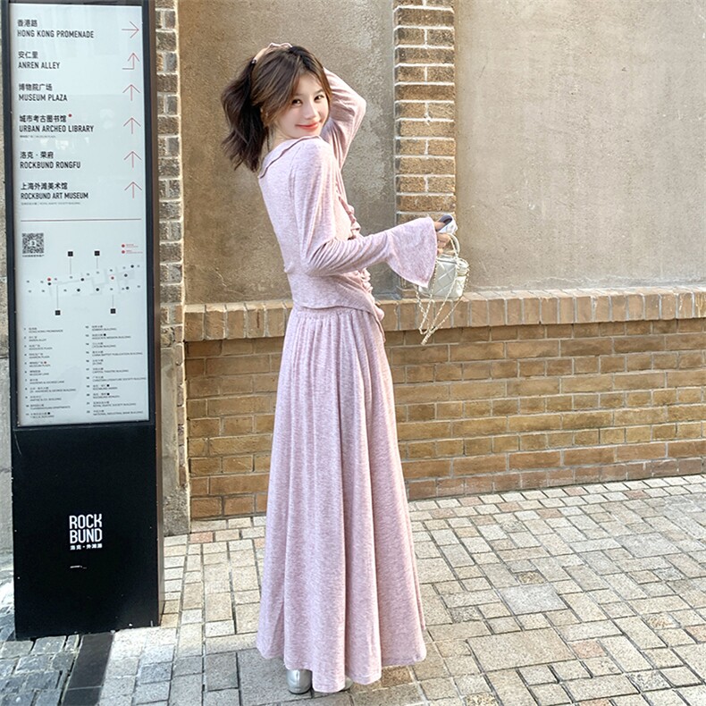 针织弹力套裙显瘦优雅气质,女装连衣裙,2B137