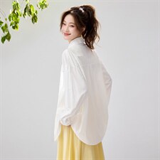 2026春夏新款蓝衬衫女宽松显瘦元气少女感衬衣韩版松弛感慵懒风，女装衬衫，艾米