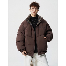 706-LK0596-P118现货冬季男装双面穿格纹立领棉服情侣棉衣外套，男装棉衣，星座706