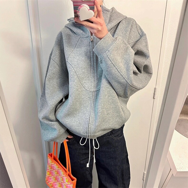抖音得物高品质二开25秋冬美式高街重磅结构高领连帽卫衣外套W62,男装卫衣,电商A486
