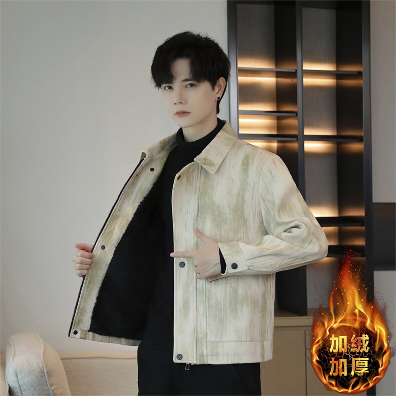 K2502-P1202025秋冬时尚男士加绒加厚夹克外套青年百搭,男装夹克,星座507A（原星座306B-2）