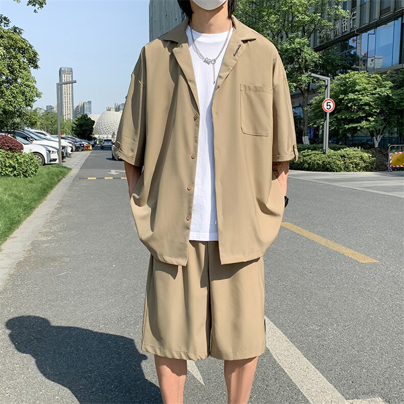 套装男短袖西装短裤潮牌一套搭配夏季薄款男休闲两件套TZ0752-P48,男装休闲套装,星座308B-1