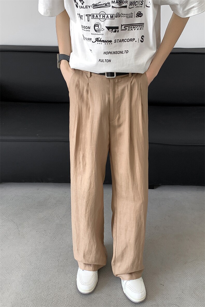 8XL-M特大码亚麻阔腿裤男夏棉麻西装裤垂感冰丝裤K981P68,男装西裤,电商D206-1