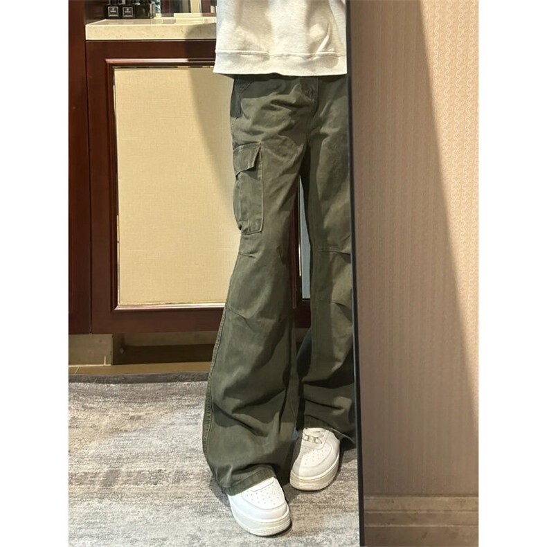 GZK112LL-特P55cleanfit军绿色工装裤男款宽松直筒阔腿裤,男装休闲裤,星座1007（原301D）