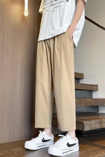 8XL-M速干九分裤男冰丝裤特大码肌理感直筒裤透气休闲裤K980P35，男装休闲裤，电商D206-1