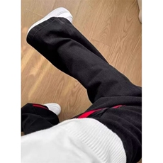 斜杠三条纹黑红撞色拼接显瘦微辣牛仔裤小众设计感高街NY751，男装牛仔裤，星座1116A（原606A-3）