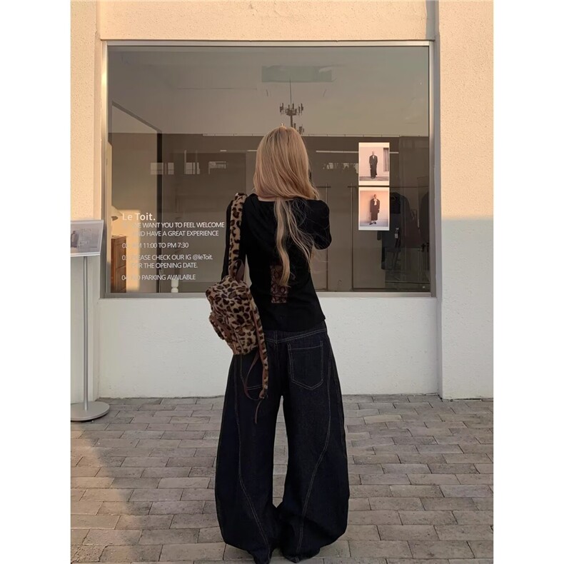 百搭新款慵懒无品牌潮流简约时尚复古卡通刺绣牛仔裤男女款高街,男装牛仔裤,星座506A