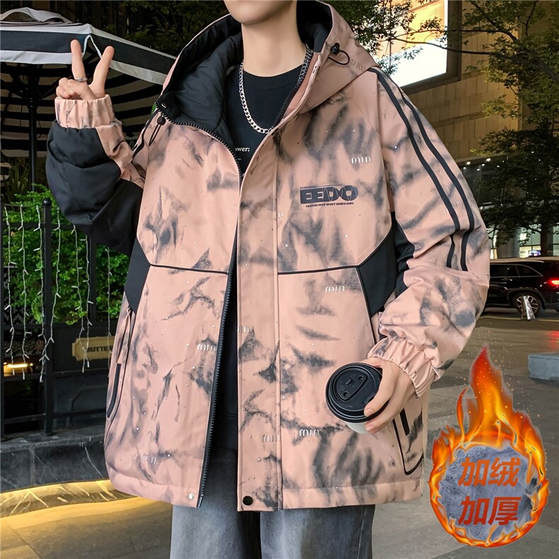 【】秋冬港风青少年加绒加厚夹克男潮牌设计感外套JK9901-P85,男装夹克,星座301D(原星座1004-8）