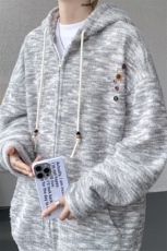 渐变彩虹连帽针织开衫卫衣大码软糯慵懒毛衣外套LS201-特P52-控98，男装针织衫/毛衣，电商B215