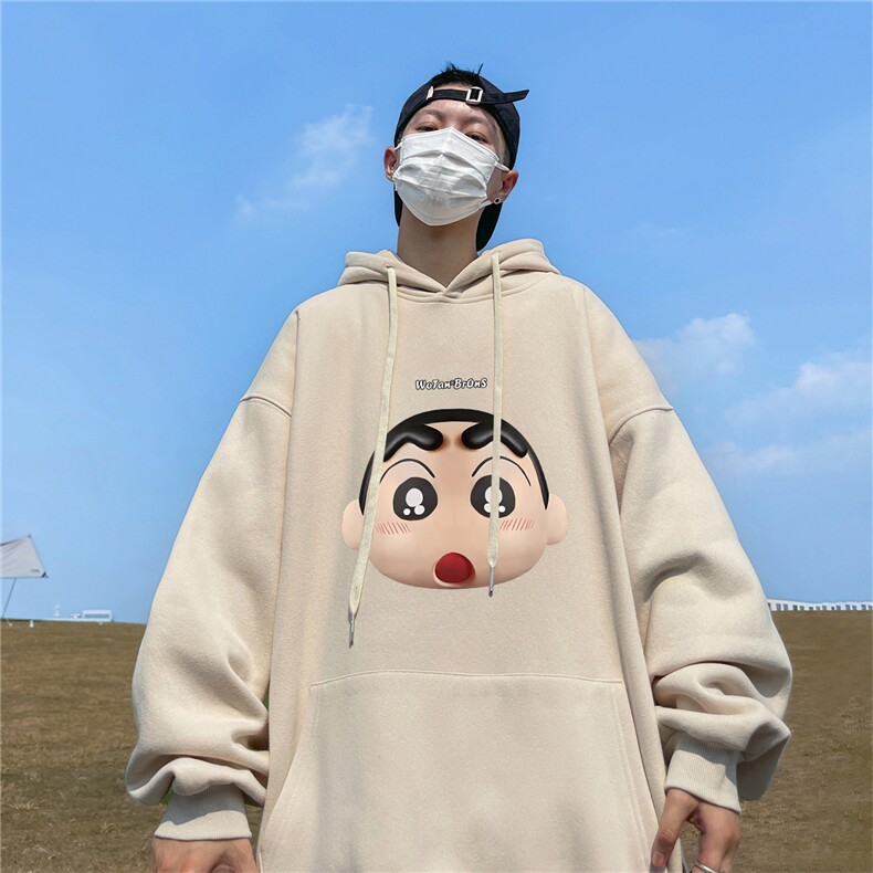 ！秋季重磅宽松大码港风小新3D头印花连帽卫衣LW119-特p35,男装卫衣,星座508（原C305）