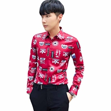 2021秋冬潮流个性花衬衫男长袖韩版休闲印花衬衣A470-CS106，男装衬衫，电商A207