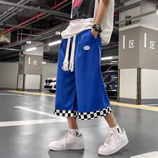 oversise垂感休闲短裤夏季直筒美式七分裤男潮牌宽松 K3227-P28图片