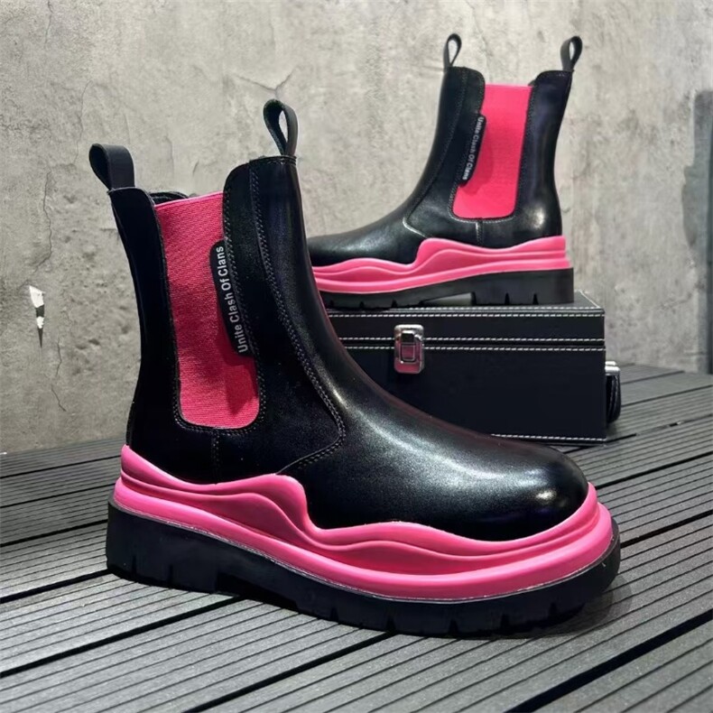 马丁靴男秋季新款高帮烟筒靴英伦风切尔西靴，男鞋靴子，星座1407-6