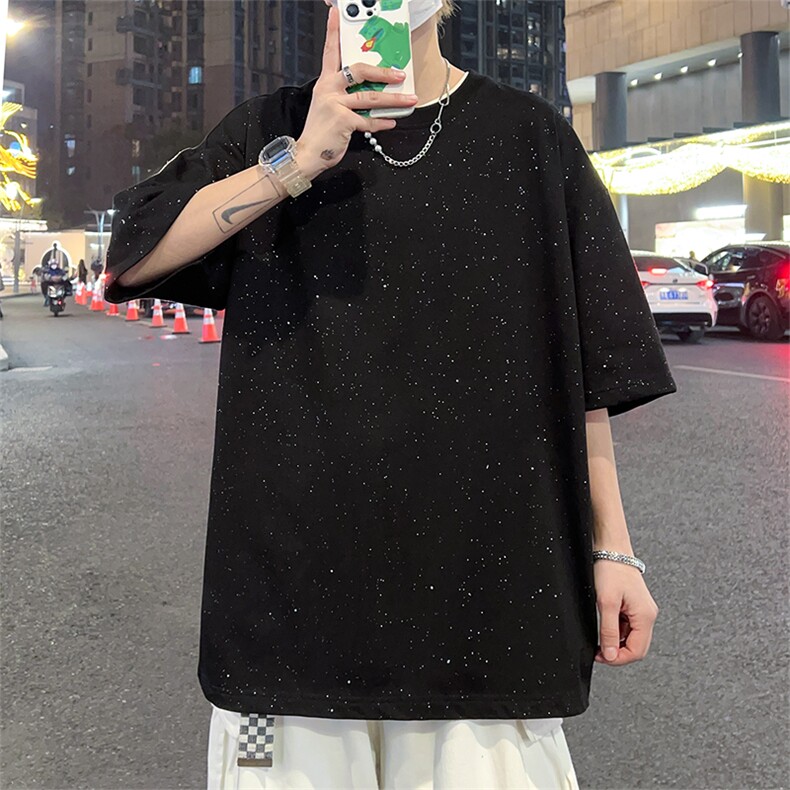 港风满天星面料冰感短袖T恤宽松百搭纯色光板圆领短袖TC3159-P20,男装T恤,星座717