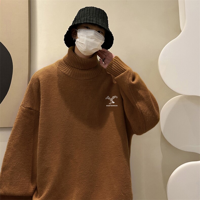 高质量！秋冬季高领毛衣男士加绒加厚翻领针织衫男毛衣FL361-P45图片