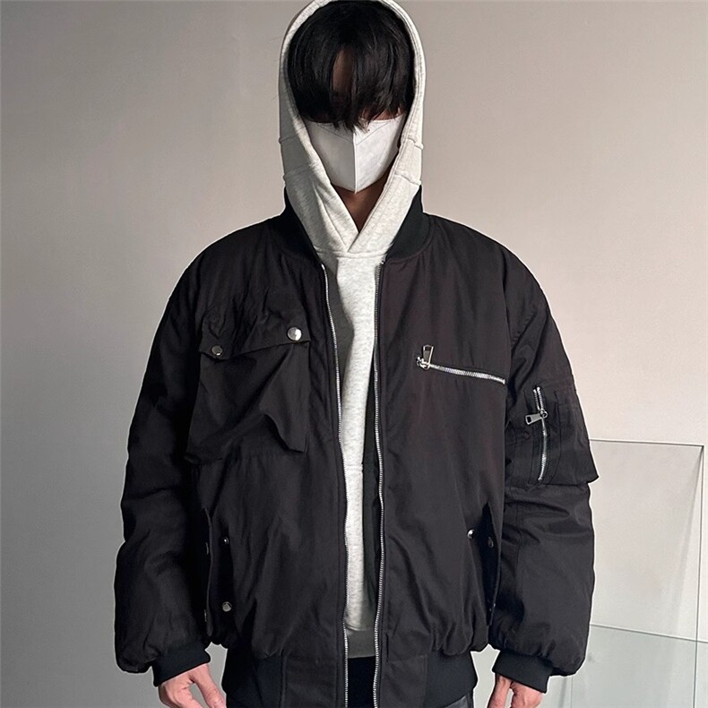 网图高街飞行员夹克棉服外套男冬季潮牌工装棒球棉服MY857-P105,男装夹克,星座1001-1