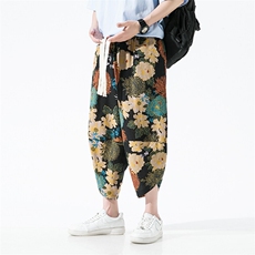 2025夏九分裤民族风碎花薄款A057-K366-P40（限价58），男装民族服装，电商A057