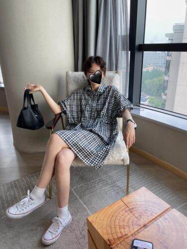 6987格子抽绳裙，女装，续加 XJ