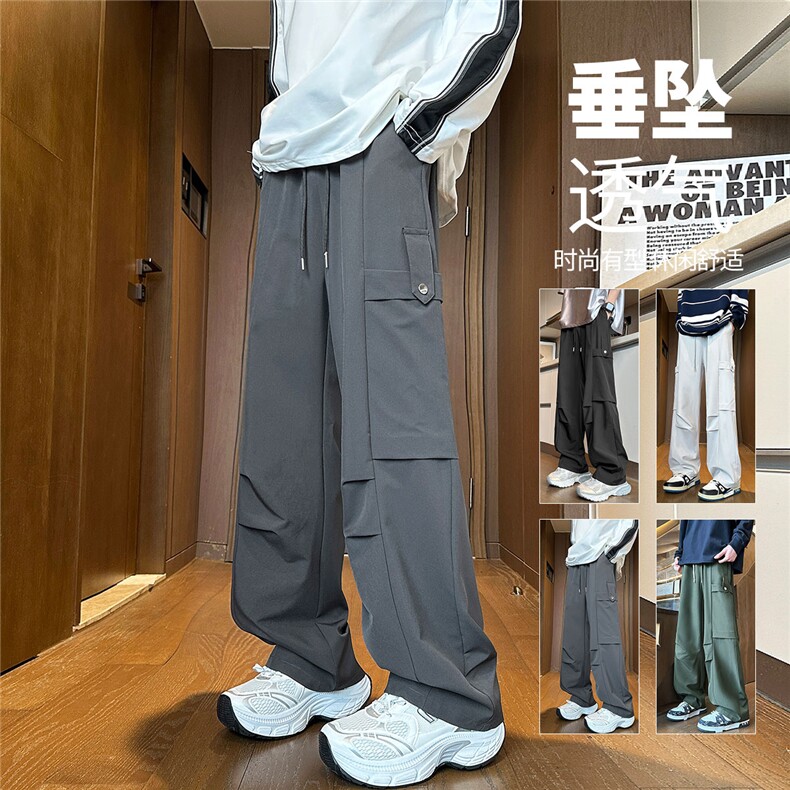 YK130 P32 控59 品质保障！秋装垂坠感打褶工装大口袋潮男休闲裤图片