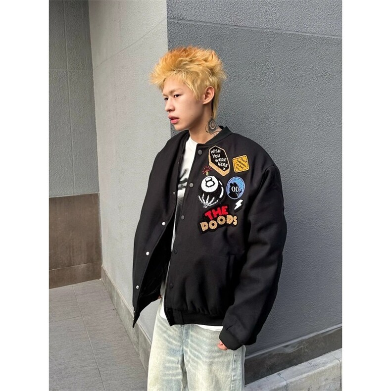 美式潮流春季高街棒球服外套男女情侣休闲百搭刺绣夹克W6477-P64,男装夹克,星座412-1