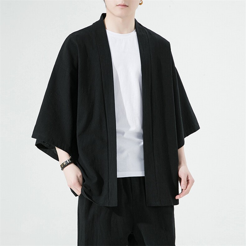 2025风时尚春夏棉麻披风开衫男宽松防晒服小众风衣-666特p25，男装风衣，星座815（原A203）