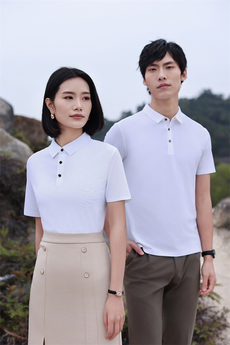 无痕动感纯棉短袖POLO衫工作服T恤男纯色商务员工衣,男装Polo衫,鲁菏羊绒