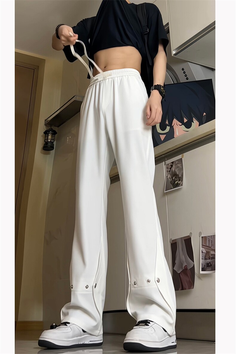 夏季冰丝西裤小众百搭微喇铆钉纽扣排扣冰丝裤子K2411-P50,男装西裤,电商A062