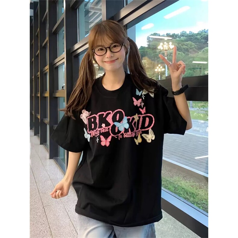 网图有货夏季美式手绘字母印花短袖T恤男女情侣宽松上衣A579-P25，男装T恤，星座1505