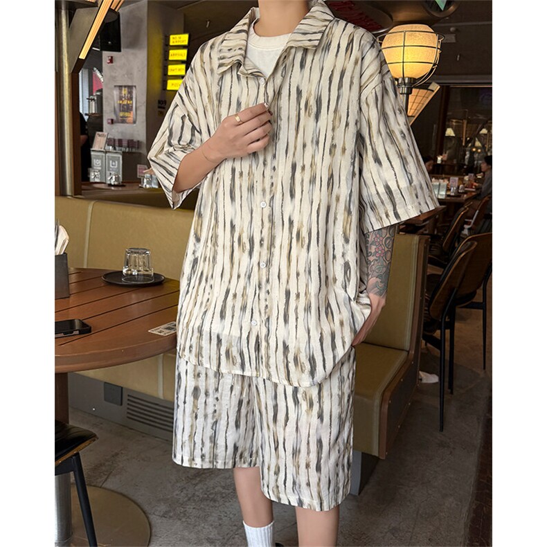 短袖衬衫短裤一整套5XZ4012-TP75128扎染度假风休闲套装，男装衬衫，电商A102