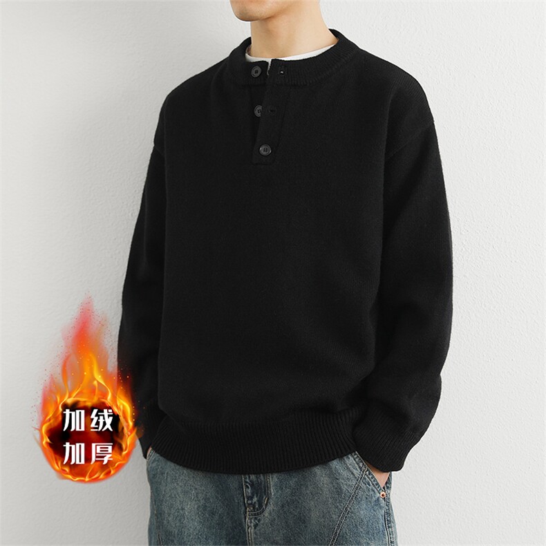 重磅加绒加厚亨利领休闲针毛线衫男生潮牌上衣外套MY7007-1P80,男装针织衫/毛衣,星座914