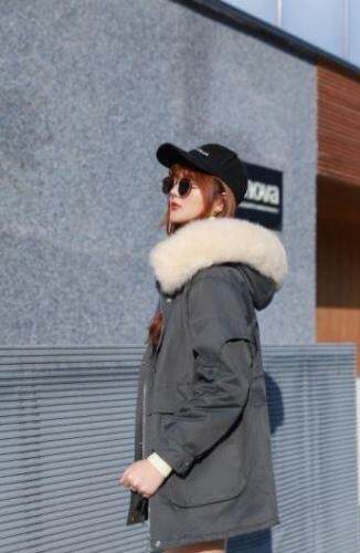 羽绒棉服派克服中长款配大毛领，女装棉衣/棉服，凯宝莉