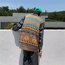 秋冬韩版潮流ins宽松百搭V领毛衣复古针织马甲男背心W3740-P40，男装背心/马甲，星座512-2