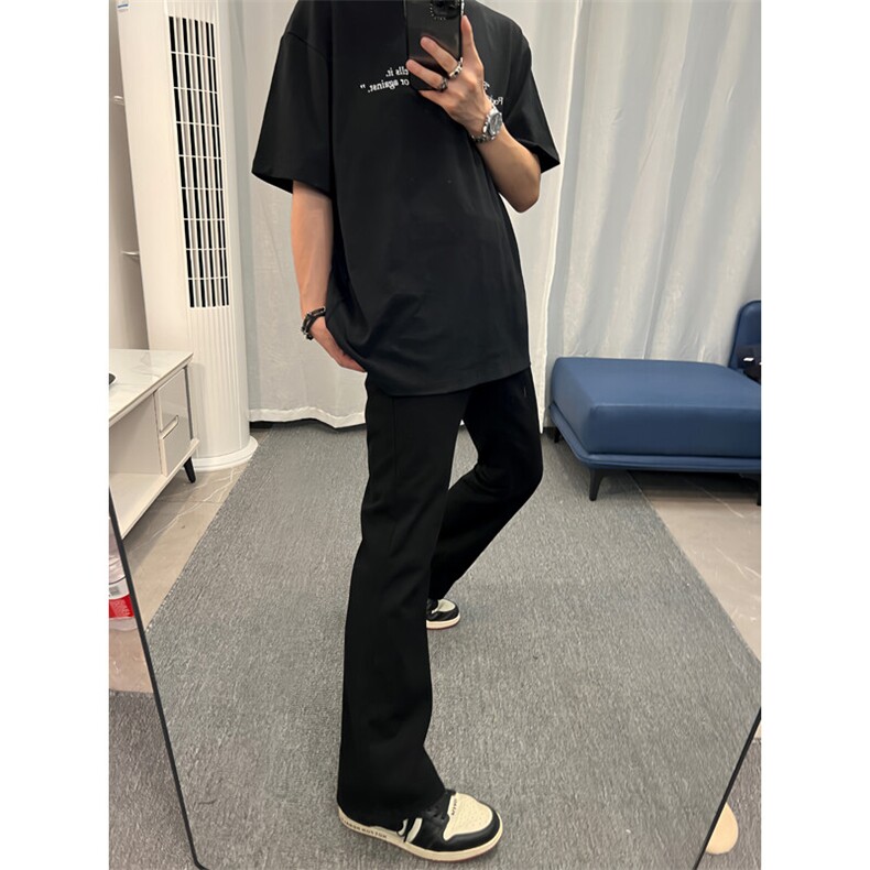 高街vibe纯色牛仔裤男款夏季修身直筒弹力微喇叭裤控价68,男装牛仔裤,星座310A-4