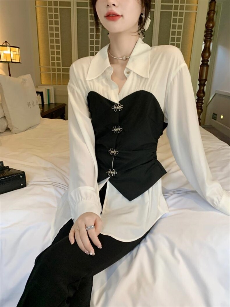 秋季新款假两件风衬衫，女装衬衫，M.W 嫚维