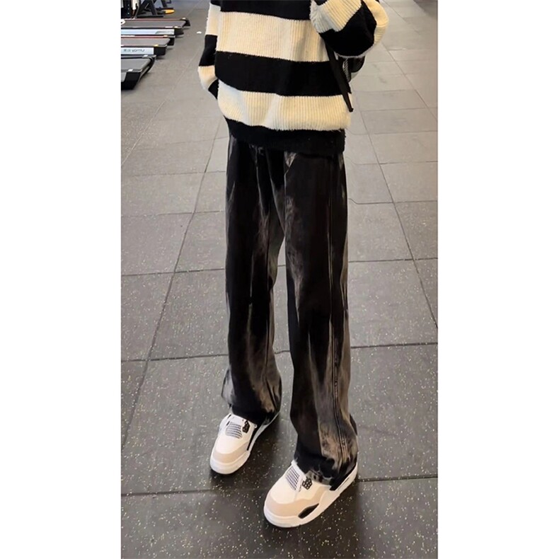 网图美式高街vibe小众扎染直筒牛仔裤货号K668P60,男装牛仔裤,电商A063