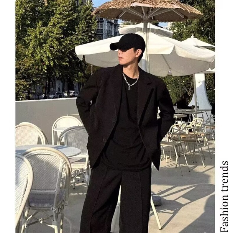 cleanfit垫肩外套男高级感春季休闲西装男潮牌痞帅英伦雅痞风西服,男装西服套装,星座813-2