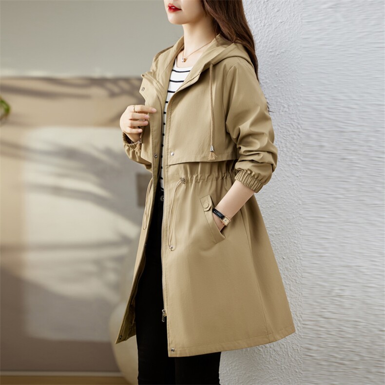 大量现货！2024年春装新款中长款风衣女今年流行洋气外套女,女装风衣,慕咨