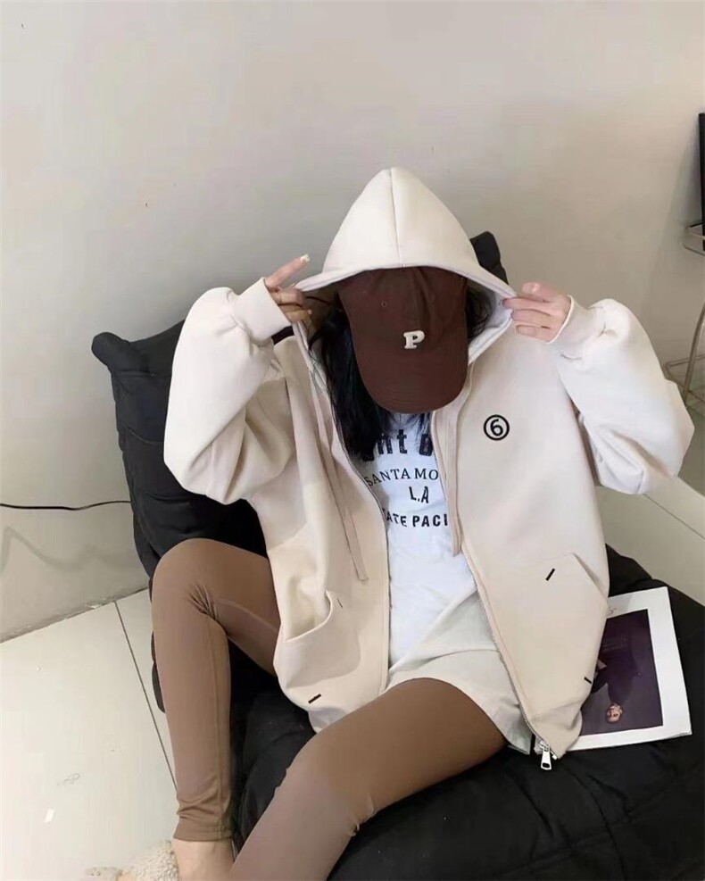 早春新款宽松休闲连帽开衫针织外套，其它，那简