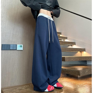 美式高街潮牌男女运动休闲裤直筒宽松卫裤慵懒显瘦休闲长裤子图片