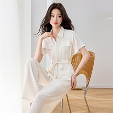 2026年夏季中高腰35周岁以上休闲衬衫女纽扣通用常规两件套，女装套装/套裙，悦祺