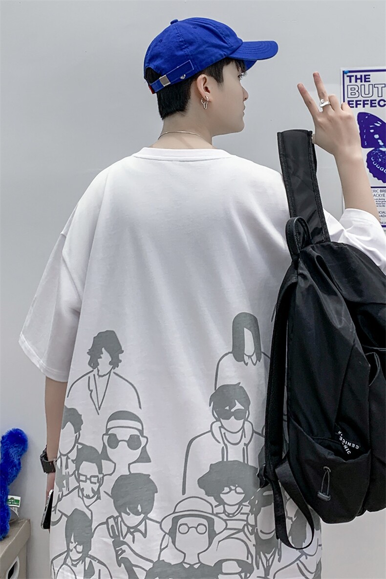 夏季港风休闲运动短袖T恤2023动漫印花半袖男女1633-P38控价58,男装T恤,电商A441-1