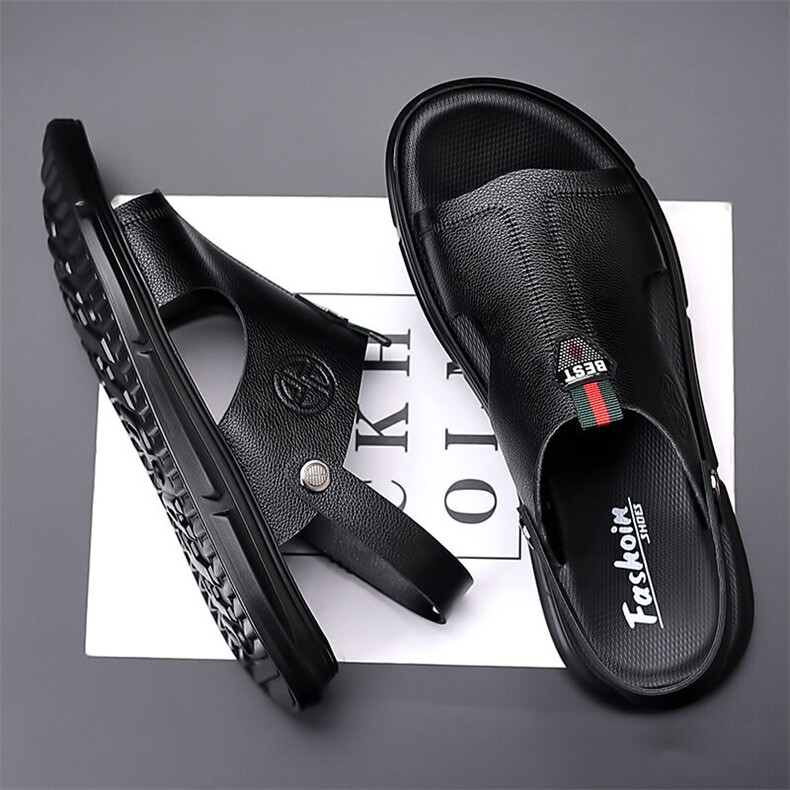 X4965-p95男士凉鞋沙滩鞋凉拖两用真皮潮流软底男鞋，男鞋凉鞋，星座1407-3