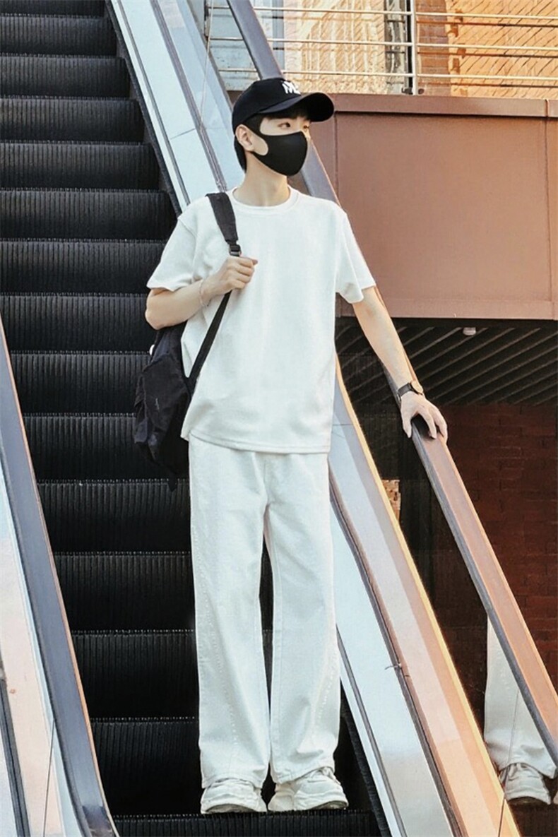 初秋现货款牛仔裤男女同款纯色白色宽松阔腿版型1412-2/5650/P59,男装牛仔裤,星座1412-2