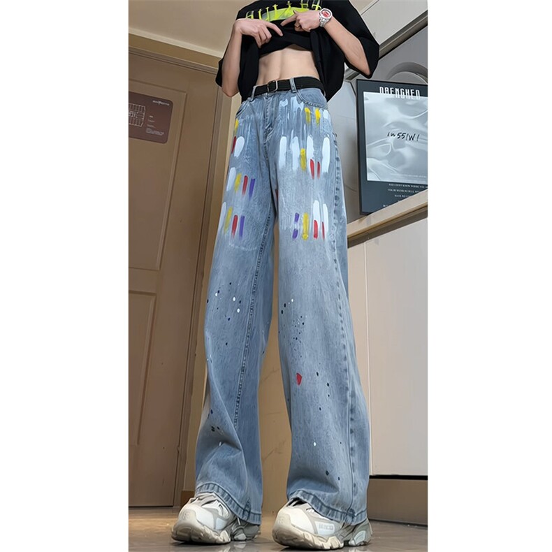 女装类目《现货主推》喷油漆个性裤子GXX19-P65控88，女装牛仔裤，电商C303A