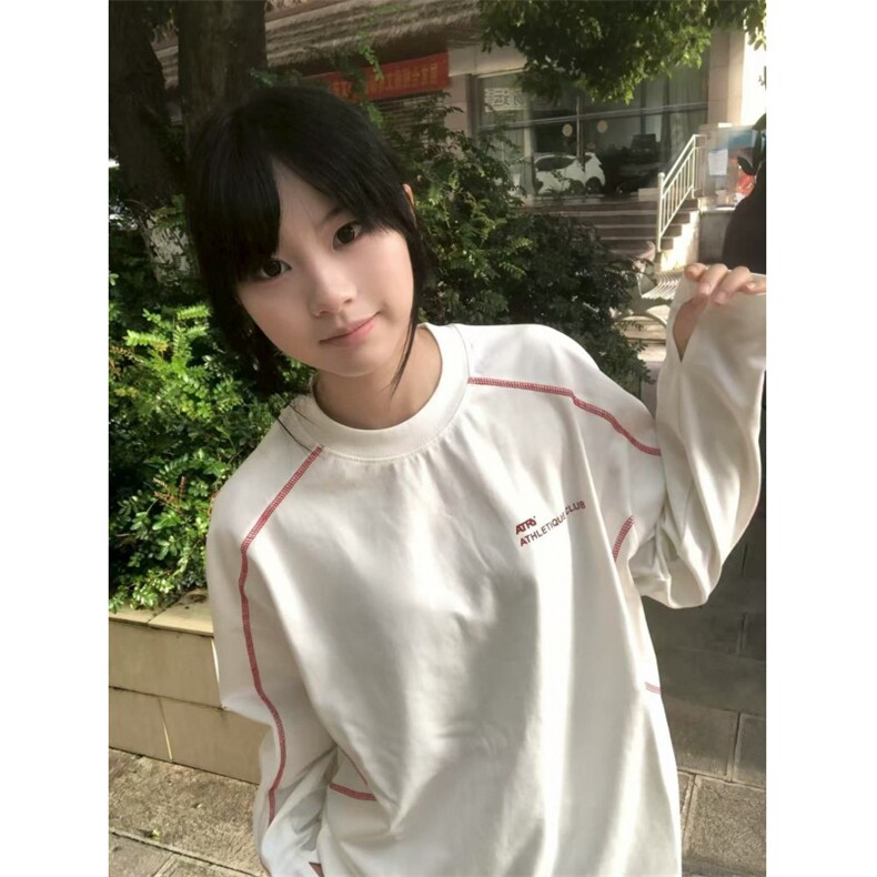 5459-P45现货#好质量做工#原版打网+袖口开洞哈苏线长袖T恤,女装T恤,星座617A-2