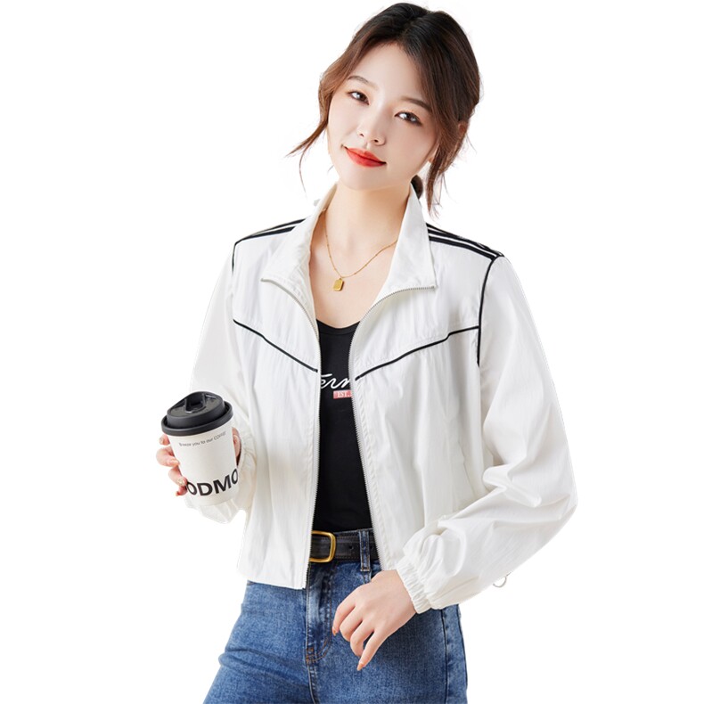 《现货新品》三条杠抽绳拼接时尚休闲短外套,女装短外套,天丽