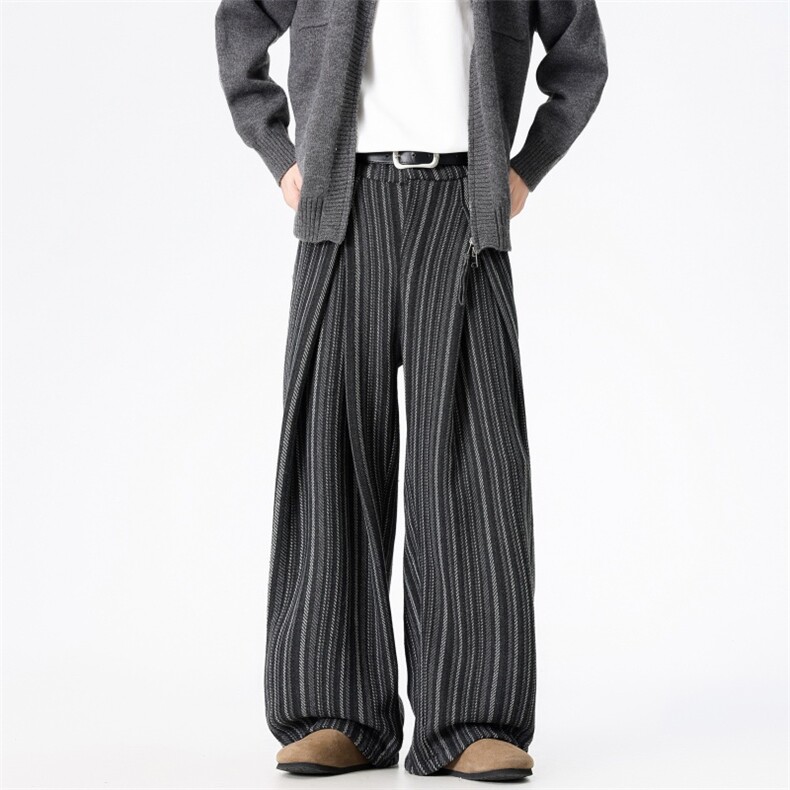 221-1/K5965特P55控88高品质条纹呢料皱褶解构设计感西裤休闲裤，男装西裤，星座221-1