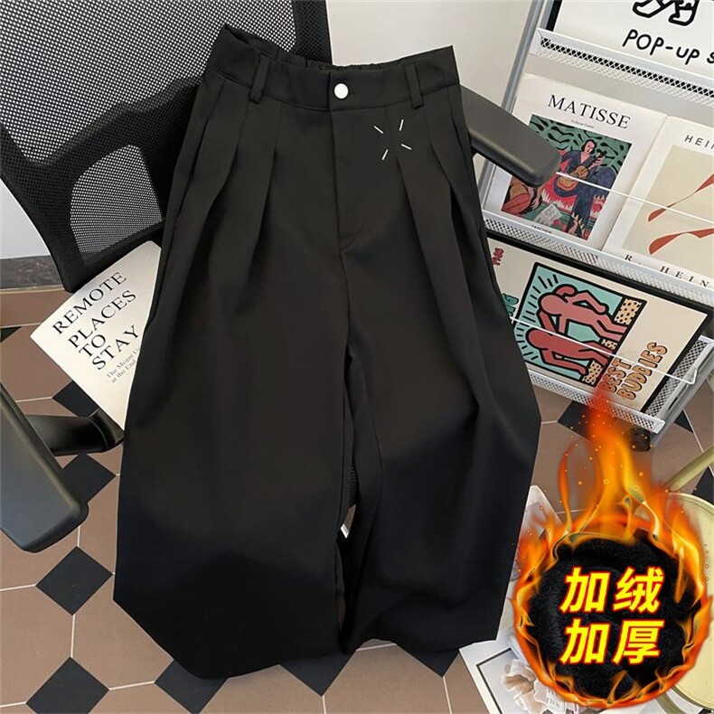 美式cleanfit黑色西裤男秋季新款垂感宽松休闲西装长裤高级感裤子图片
